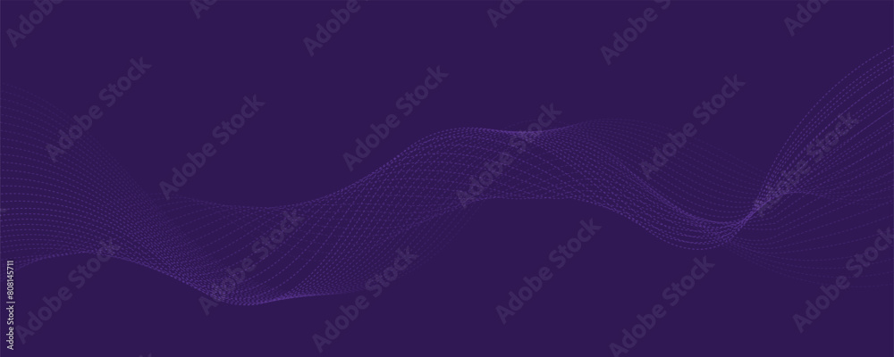 Purple background with flowing wave lines. Futuristic technology concept. Vector illustration