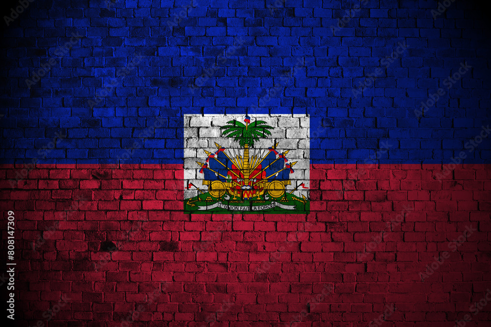 haiti flag on brick wall haiti flag on brick wall