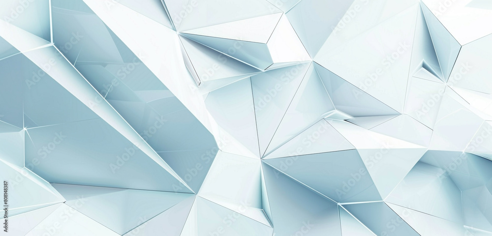 Obraz premium Futuristic brochure cover with geometric angles in white and blue, ideal for tech marketing.