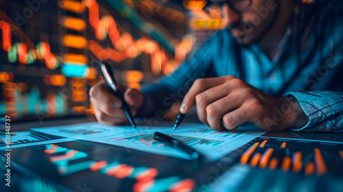 Quantitative Analyst Backtesting Trading Model: A photo-realistic concept of refining trading algorithms through historical data analysis photo