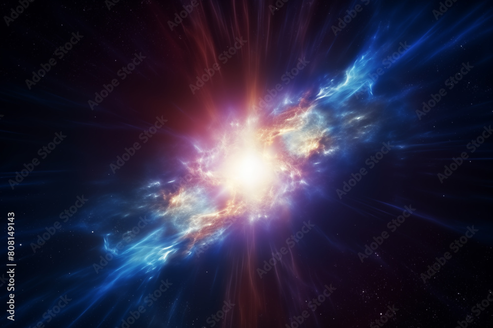 Supernova explosion illuminating the darkness of space with intense light