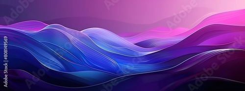 Purple and blue abstract background with shining wavy lines