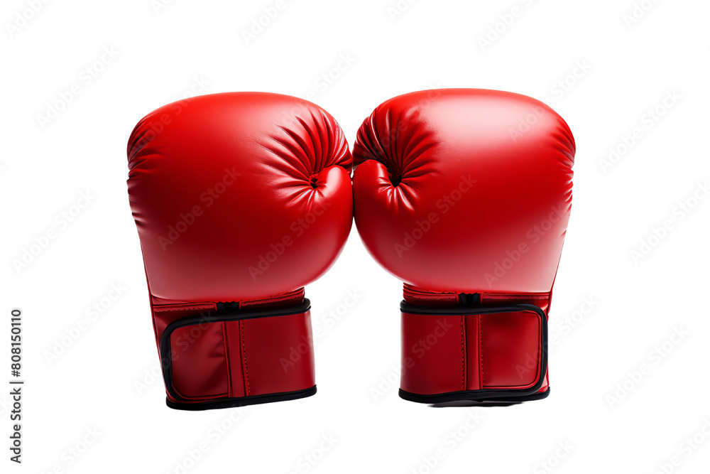 A pair of red boxing gloves on a black background.