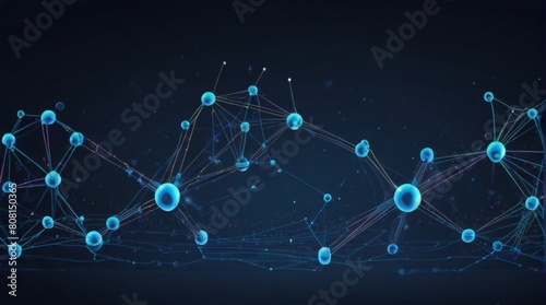 Navy Background with Starry Low Poly Wireframe Molecule Suitable for Background