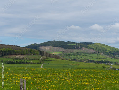 Landscape with the mountain Bollerberg nearly the city Winterberg