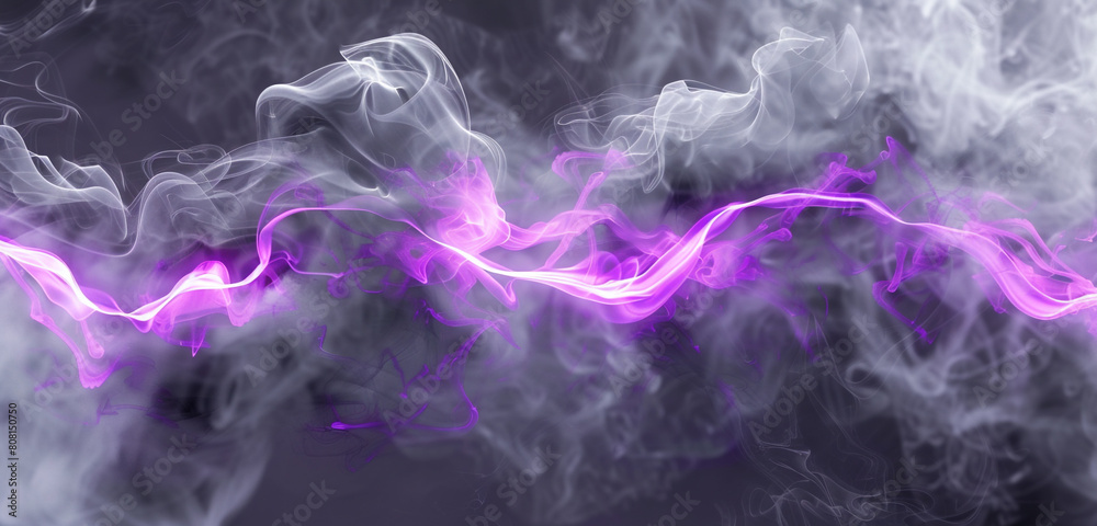 Heather gray smoke with bright violet neon offers a subtly dynamic event setting. Heather gray smoke with bright violet neon offers a subtly dynamic event setting.
