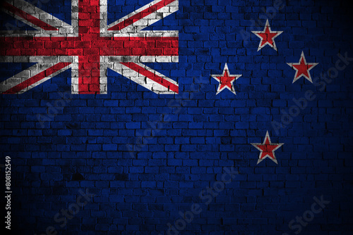 Fotografie new zealand flag on brick wall