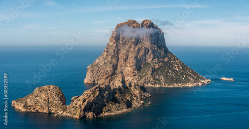 Close up view of Es Vedra and Es Vedranell islands from the Eye of Es Vedra viewpoint, Sant Josep de Sa Talaia, Ibiza, Balearic Islands, Spain photo