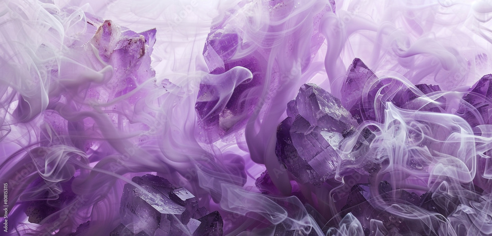 Intricate amethyst smoke formations, mystical and ideal for captivating and whimsical artworks. Intricate amethyst smoke formations, mystical and ideal for captivating and whimsical artworks.