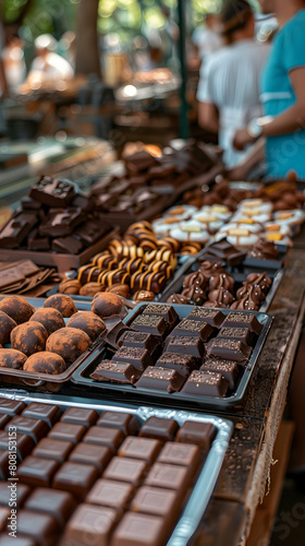 Vibrant Local Market Hosts Ultra Realistic Chocolate Tasting Event, Attracting Enthusiasts Eager to Sample Various Flavors