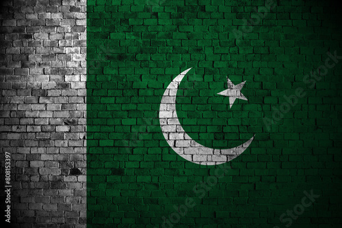 pakistan flag on brick wall photo