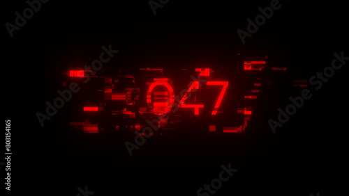 3D rendering 2047 text with screen effects of technological glitches