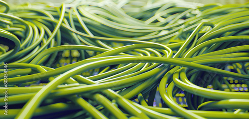 Logistics technology web in olive green network cables.
