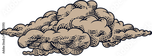 Vintage engraving illustrations of a hand dawn cloud