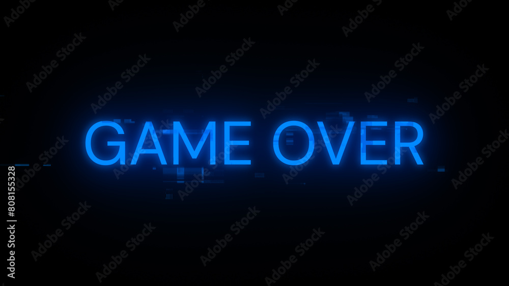 3D rendering game over text with screen effects of technological glitches 3D rendering game over text with screen effects of technological glitches