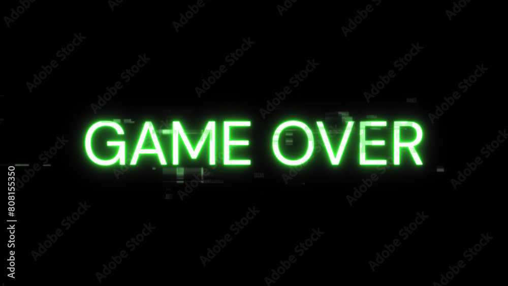 3D rendering game over text with screen effects of technological glitches 3D rendering game over text with screen effects of technological glitches