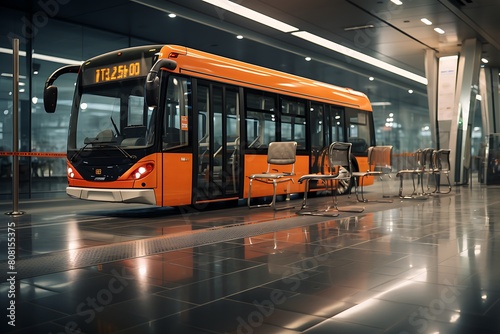 Bus on the road in the city. 3D render. Conceptual image.