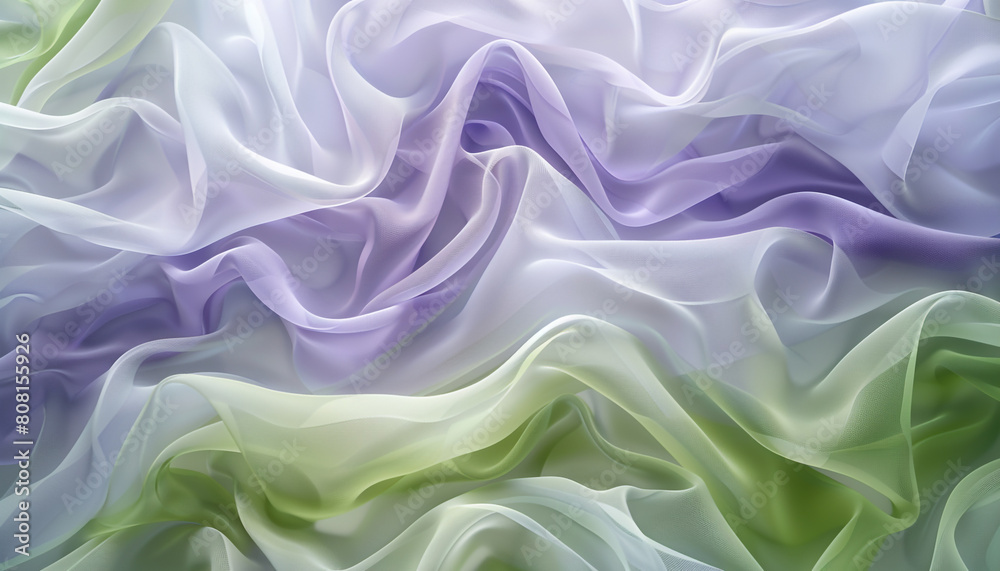 Obraz premium A peaceful and mystical fusion of soft lavender and rich green waves, intertwining in a tranquil dance that evokes the serenity of a hidden garden.