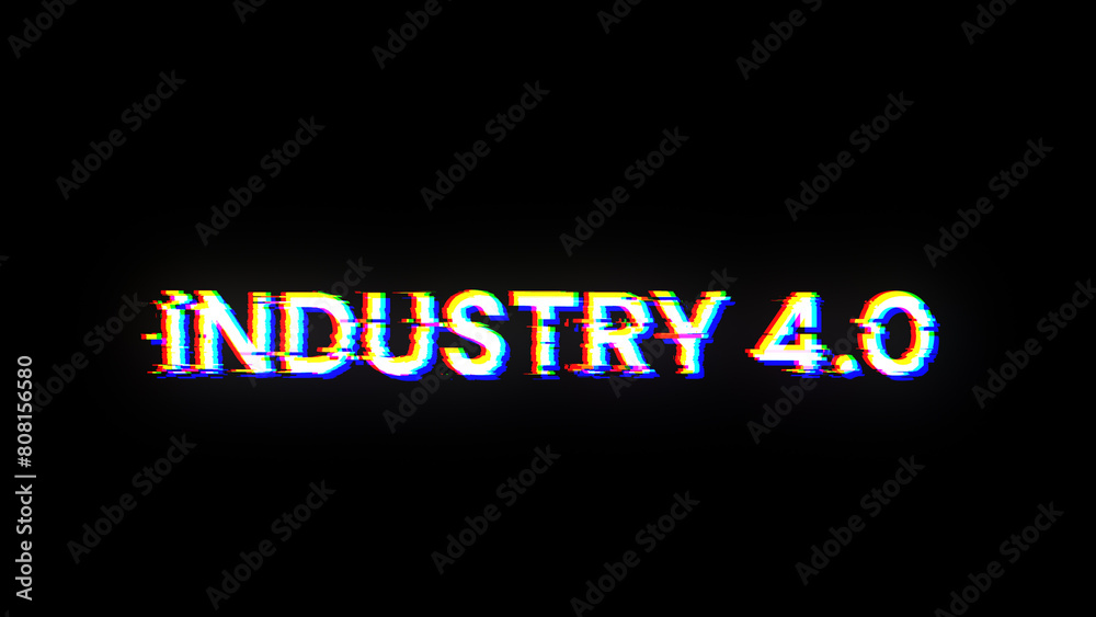 Obraz premium 3D rendering industry 4.0 text with screen effects of technological glitches