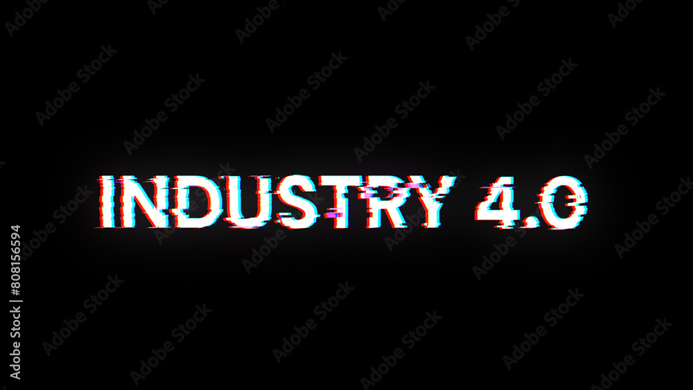 Obraz premium 3D rendering industry 4.0 text with screen effects of technological glitches