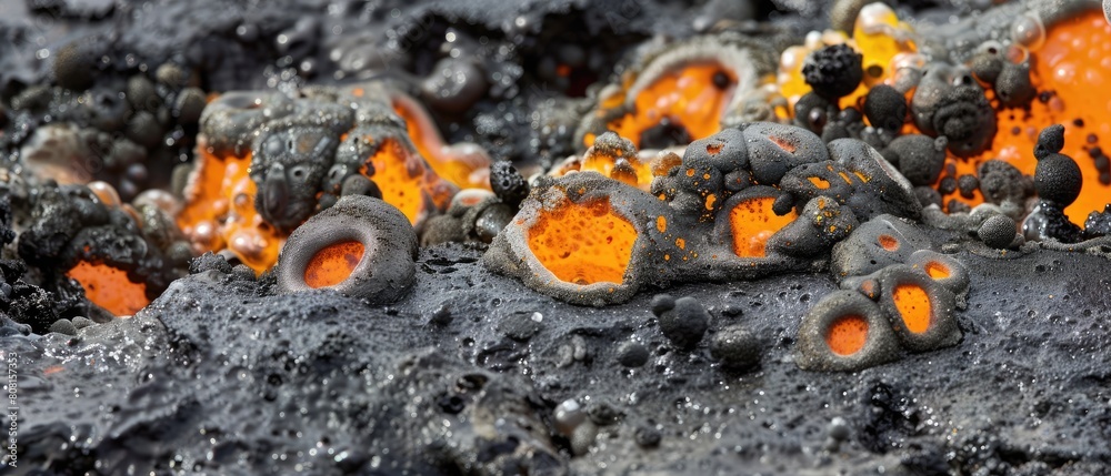 Close-up of bubbling lava-like chemical reaction