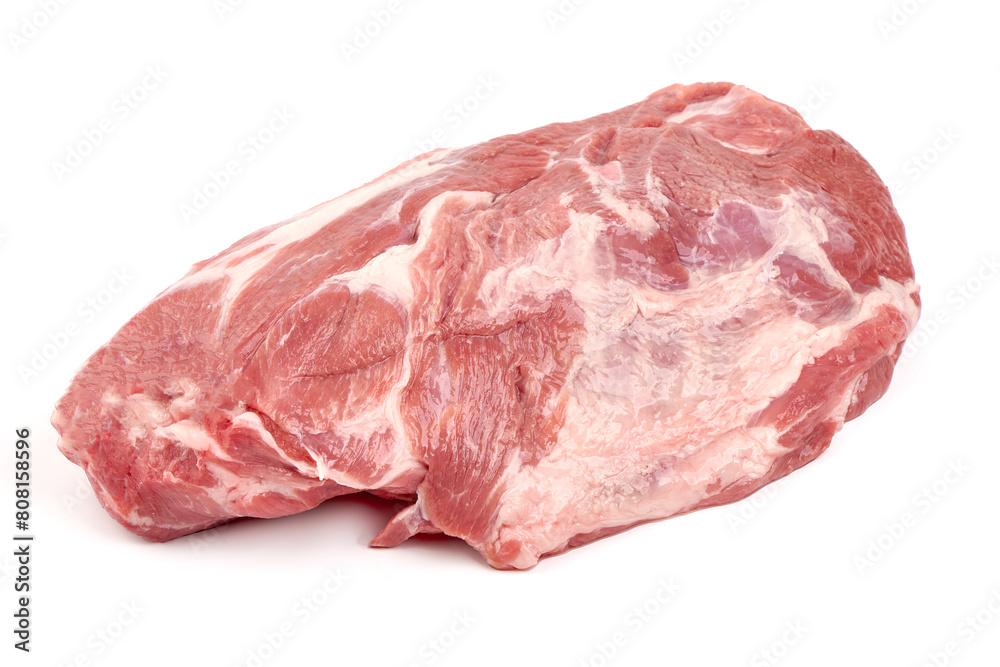 Chilled pork ham, isolated on white background.