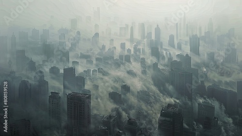 A poignant digital painting sheds light on the bleak outlook of an urban ecosystem falling prey to the smog and smoke caused by widespread industrialization and heavy traffic