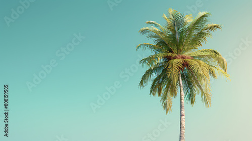Coconut trees, summer wallpaper, the view from the ground shows their height and beauty