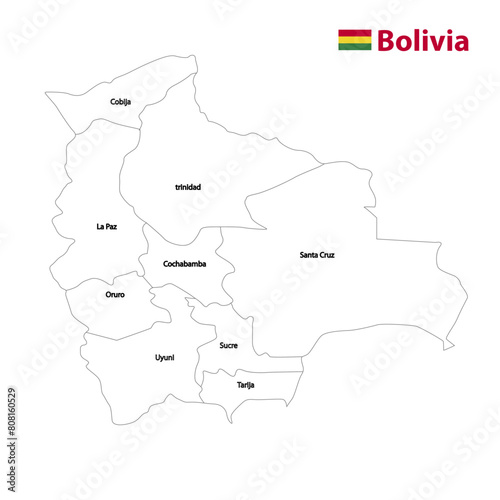3d map of Bolivia. Bolivia Flag vector map and image