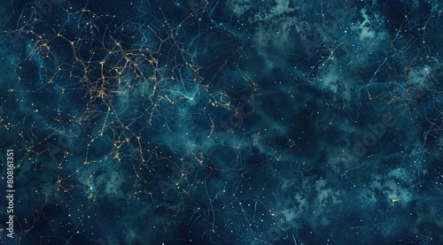 Neural network with neurons and brain cells on a dark blue background, brain synapse, concept of artificial intelligence, mental activity.