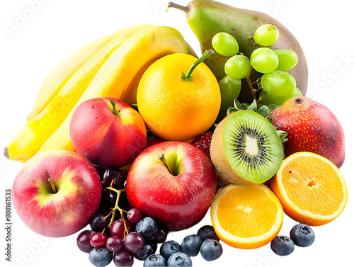 Fresh fruits isolated on transparent background.