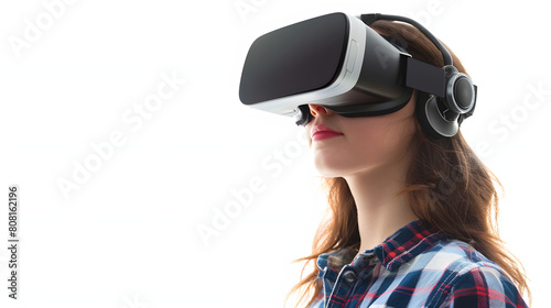 Virtual reality gaming experiences at home isolated on white background, vintage, png
