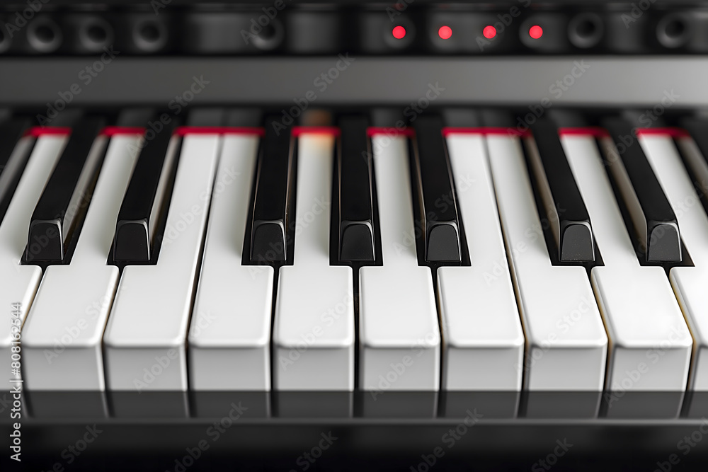 Close up of a piano keyboard. 3d rendering toned image Close up of a piano keyboard. 3d rendering toned image