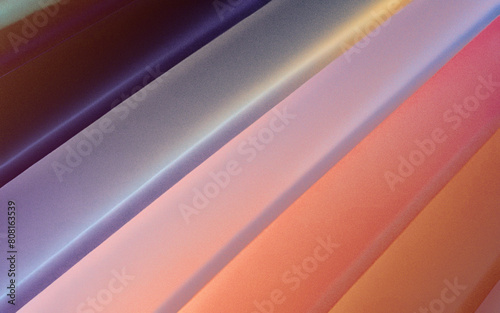 Abstract colorful background with stripes. Greadients of colors range from deep purple to pastel orange. Futuristic soft grain texture  (ID: 808163539)
