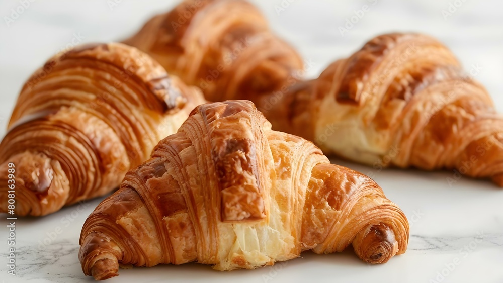 Delicious Croissants on a White Background: Ideal Breakfast Option and Popular Pastry Choice. Concept Croissants, Breakfast, Pastry, Food Photography, White Background