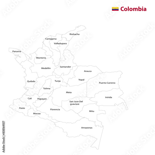 3d map of Colombia flag map  vector flag map. Colombia Map Colombian Country Map Black Stock Vector