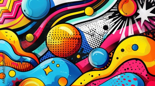 pop art inspiration, a dynamic pop art backdrop featuring bright colors and daring designs ideal for creative endeavors and artwork, great for projects and designs photo