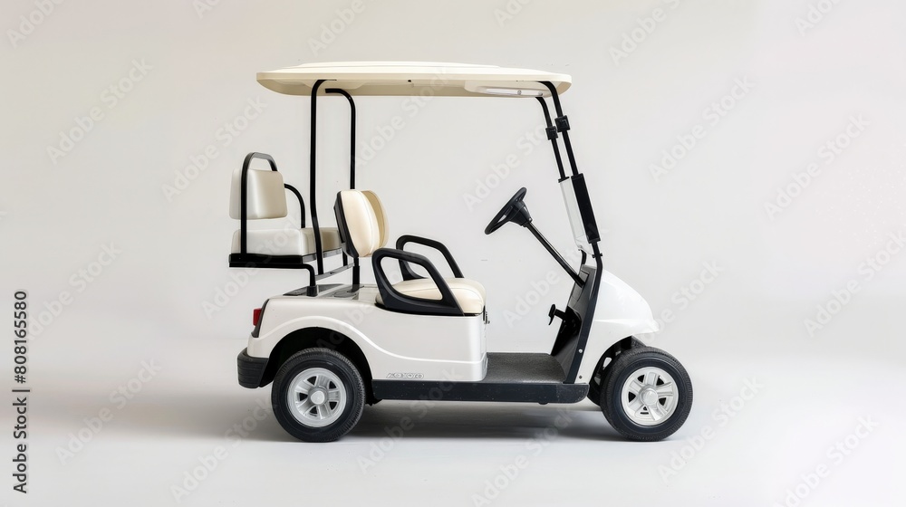 White golf cart on a white background