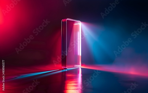 Wallpaper of virtual Mobile Phone on digital background, abstract technology concept, realistic illustration