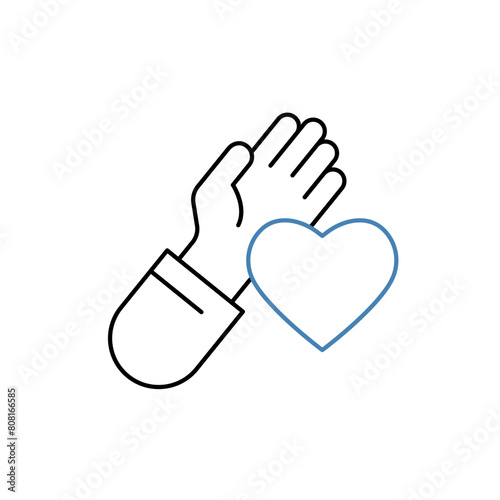helping hand concept line icon. Simple element illustration. helping hand concept outline symbol design.