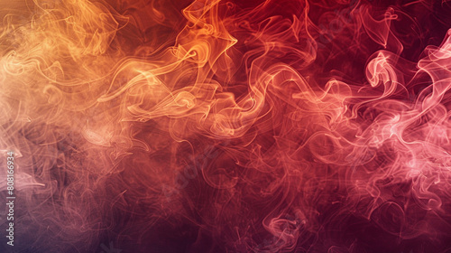 An abstract smoke pattern in earthy tones, with a neon ruby texture subtly enhancing the natural hues.