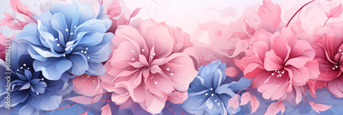 Pink abstract background with flowers