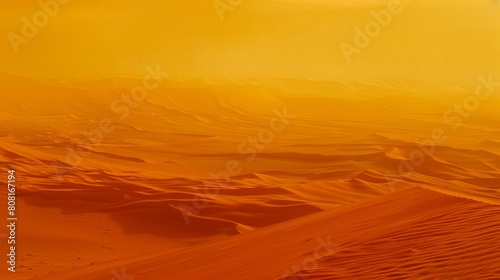  Person rides horse in desert, yellow background skies