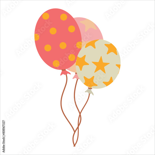 Balloons of different colors. Decoration for a holiday or fair. Vector illustration isolated on white background.