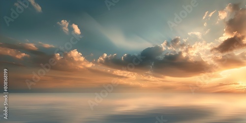 Tranquil Morning Sky: Soft Pastel Blue with Fluffy Clouds. Concept Nature Photography, Sunrise Colors, Relaxing Landscapes