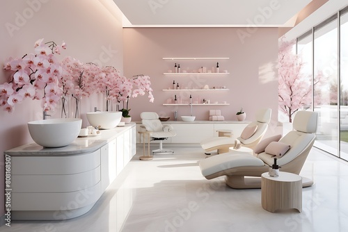 Interior of a modern beauty salon. 3d rendering mock up