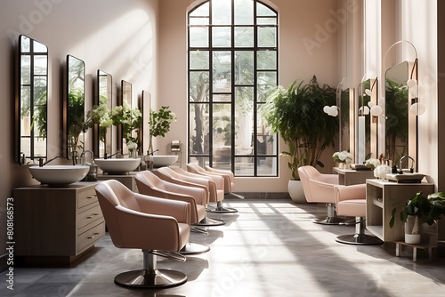 Interior of a modern beauty salon. 3d rendering mock up