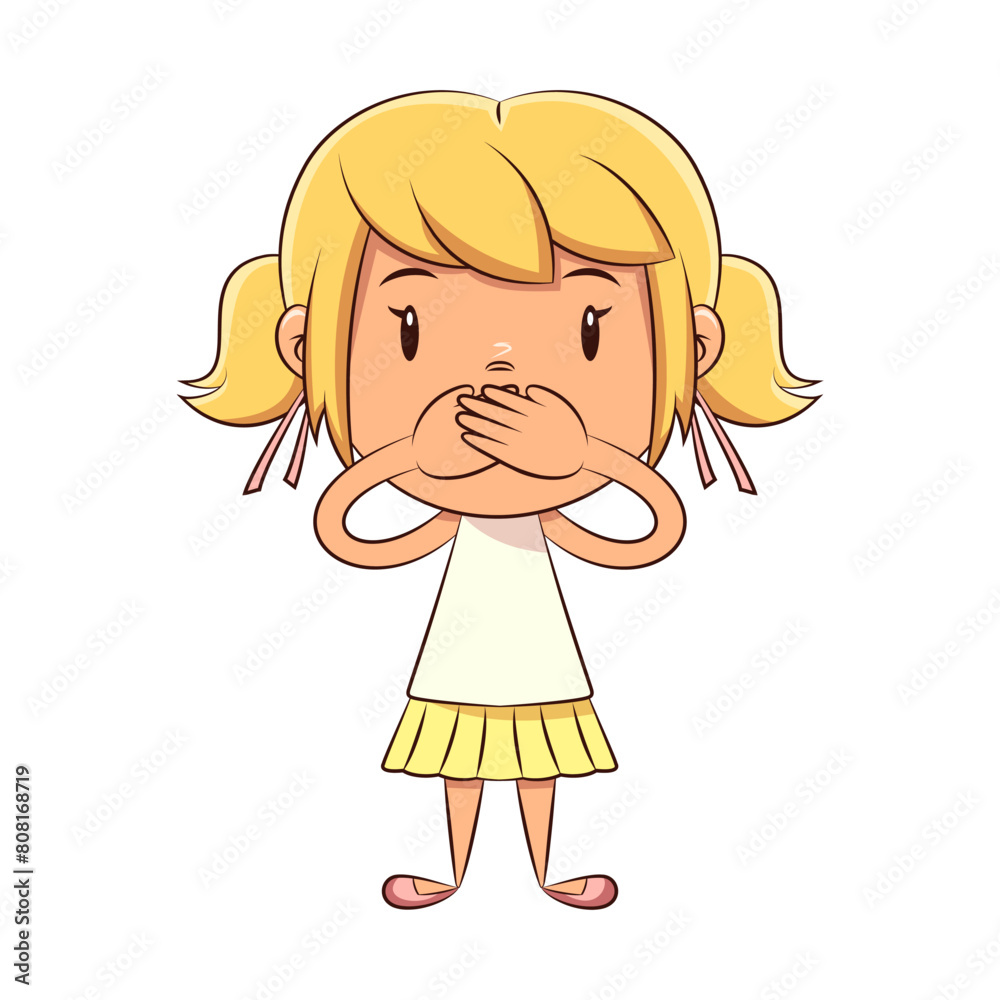 Girl covering her mouth, speak no evil, gesturing Girl covering her mouth, speak no evil, gesturing