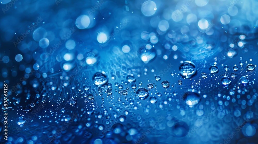 water drop close up / blue color / abstract background water drop close up / blue color / abstract background