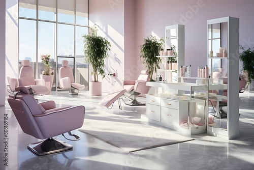 Interior of a modern beauty salon. 3d rendering mock up